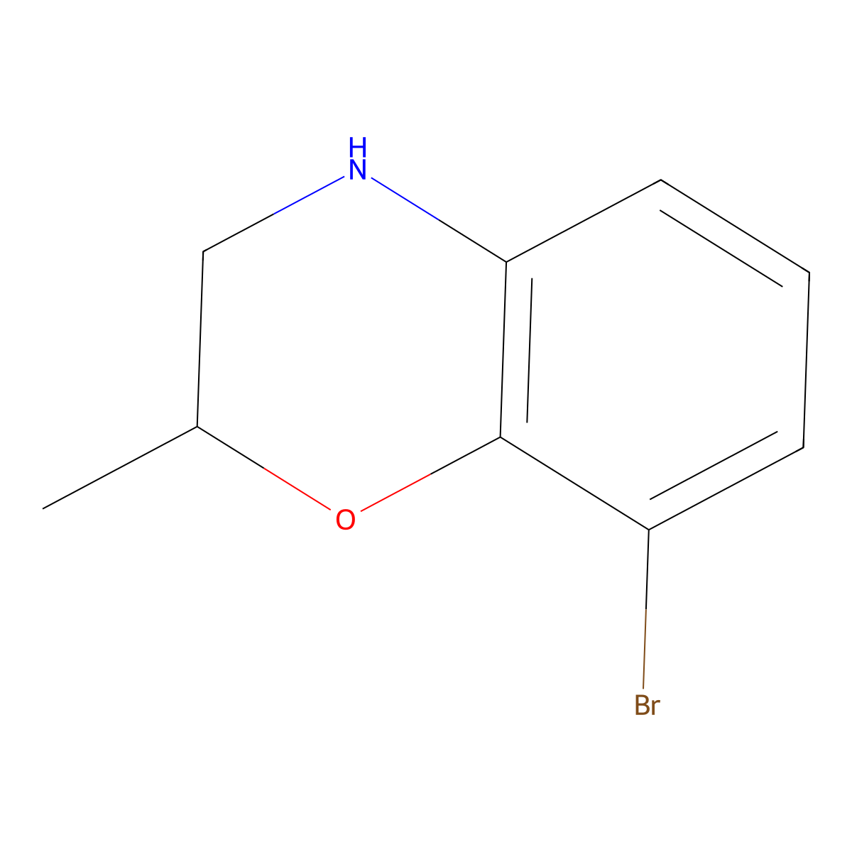 8-bromo-2-methyl-3,4-dihydro-2H-1,4-benzoxazine molecular structure, CAS 1267095-78-2