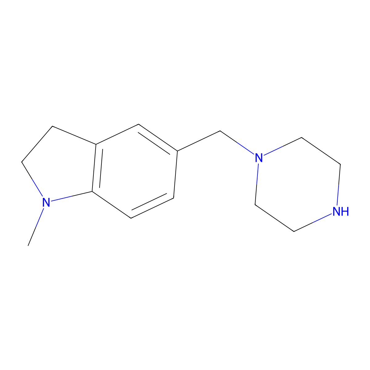 1-Methyl-5-(piperazin-1-ylmethyl)indoline molecular structure, CAS 1267096-11-6