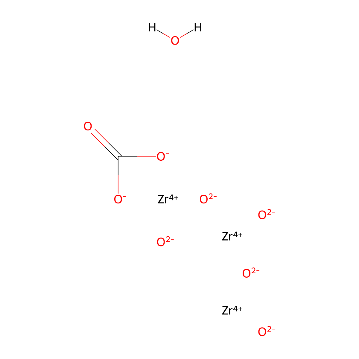 Zirconium carbonate, basic hydrate molecular structure, CAS 12671-00-0