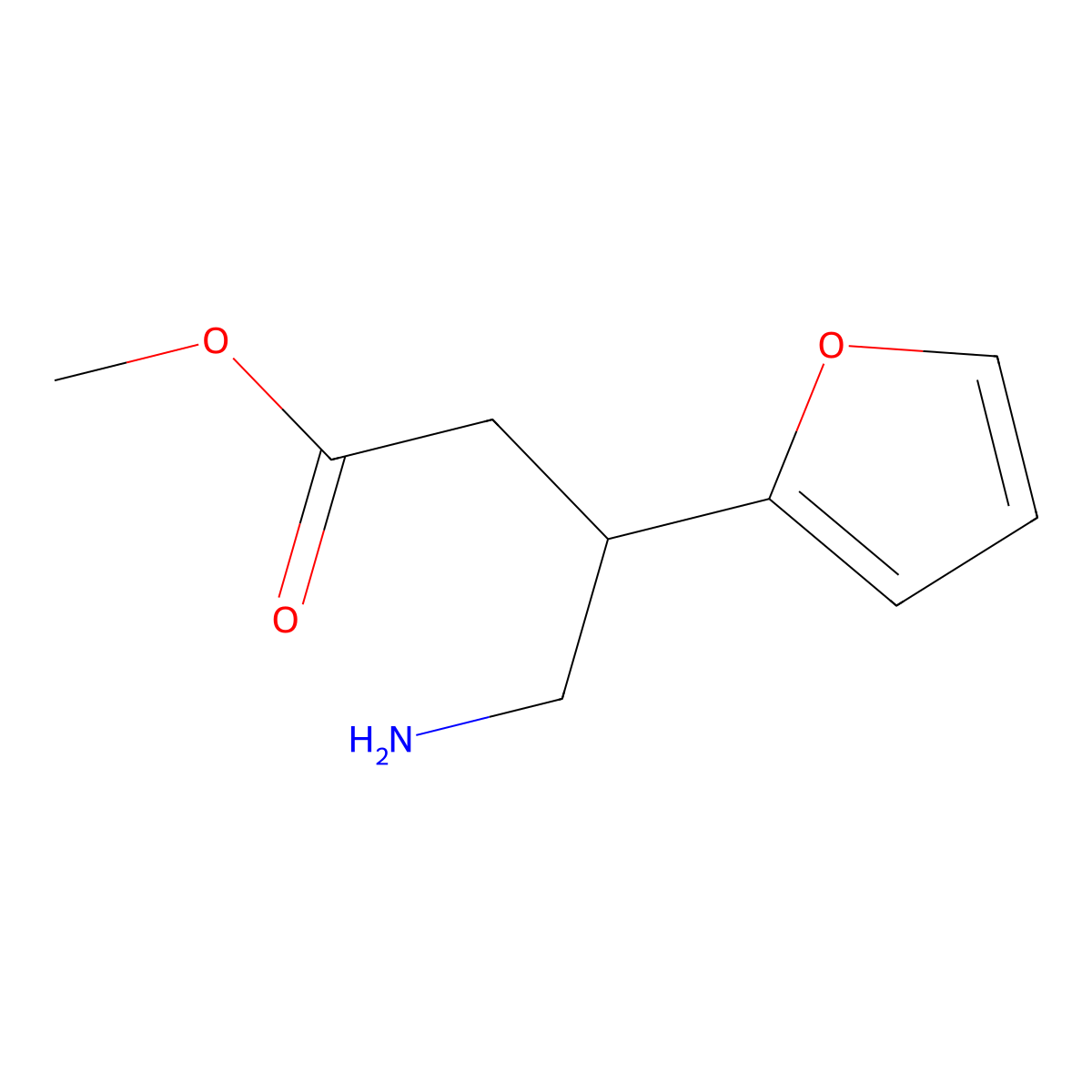 Methyl 4-amino-3-(furan-2-yl)butanoate molecular structure, CAS 1267104-42-6