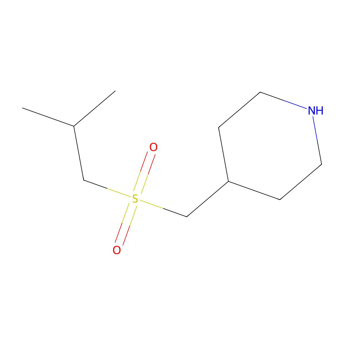 4-[(2-Methylpropanesulfonyl)methyl]piperidine molecular structure, CAS 1267105-92-9