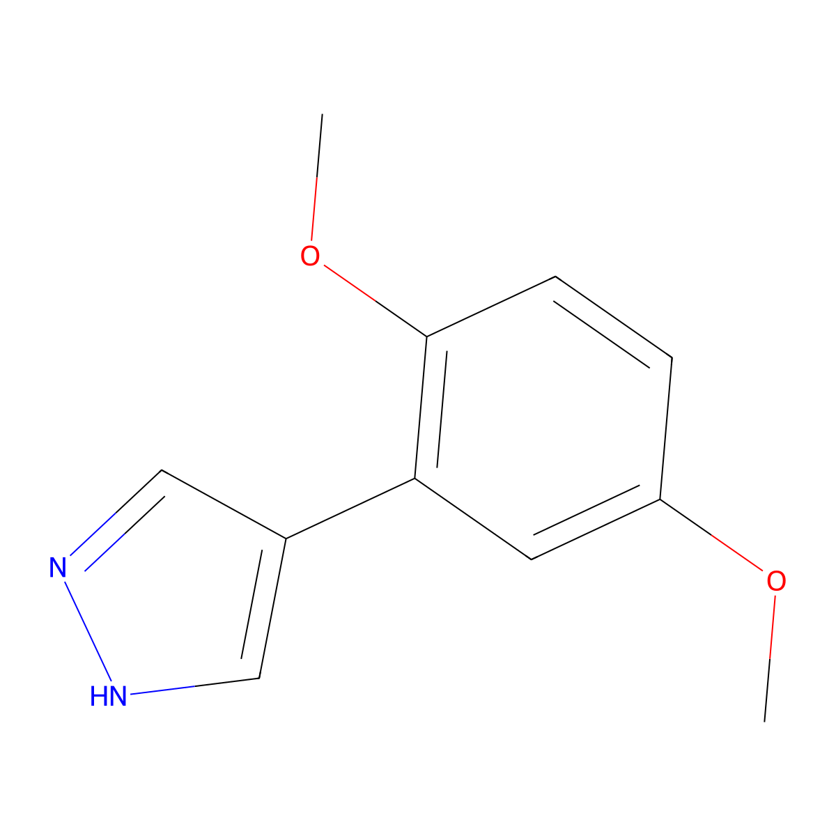 4-(2,5-dimethoxyphenyl)-1H-pyrazole molecular structure, CAS 1267111-35-2