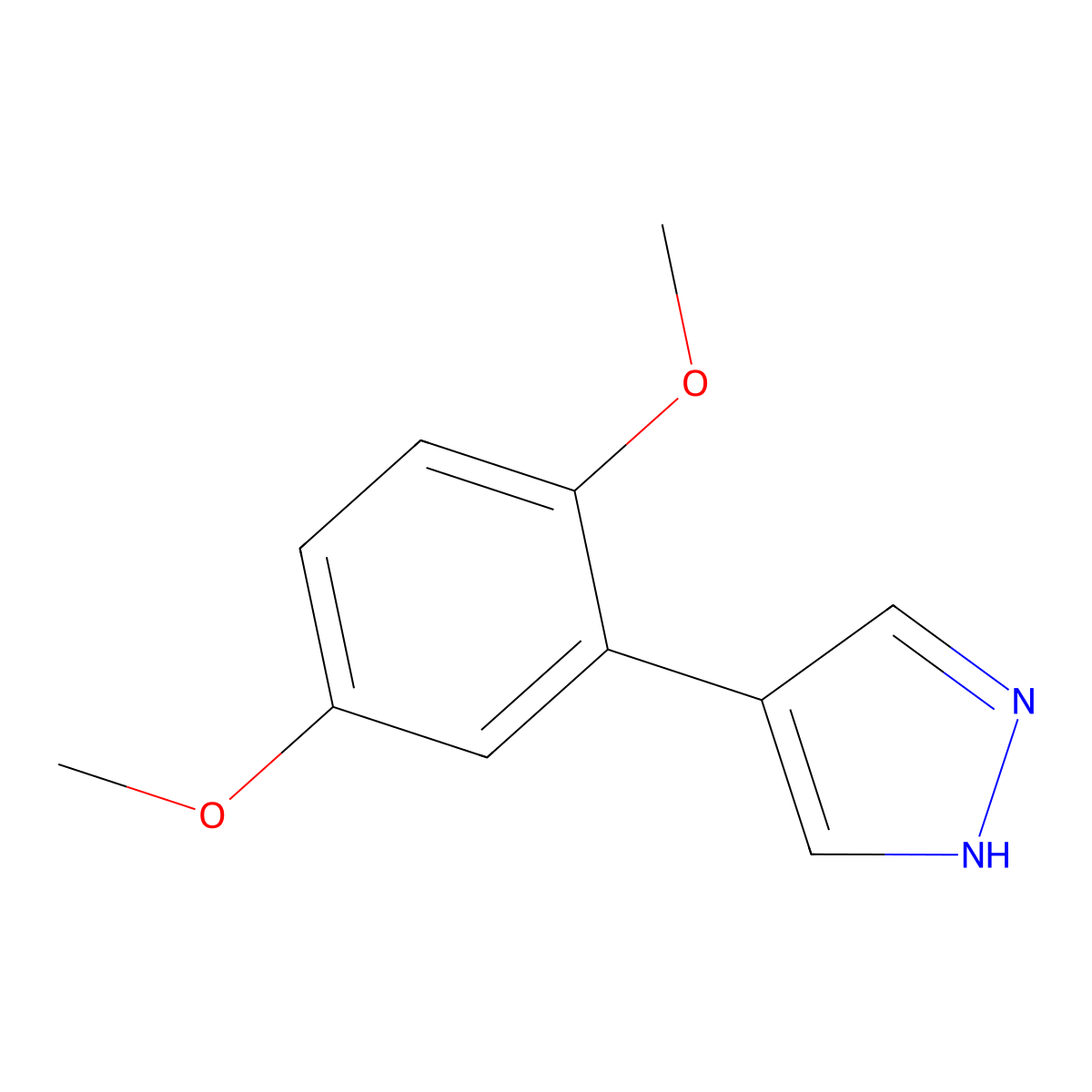 4-(2,5-dimethoxyphenyl)-1H-pyrazole molecular structure, CAS 1267111-35-2