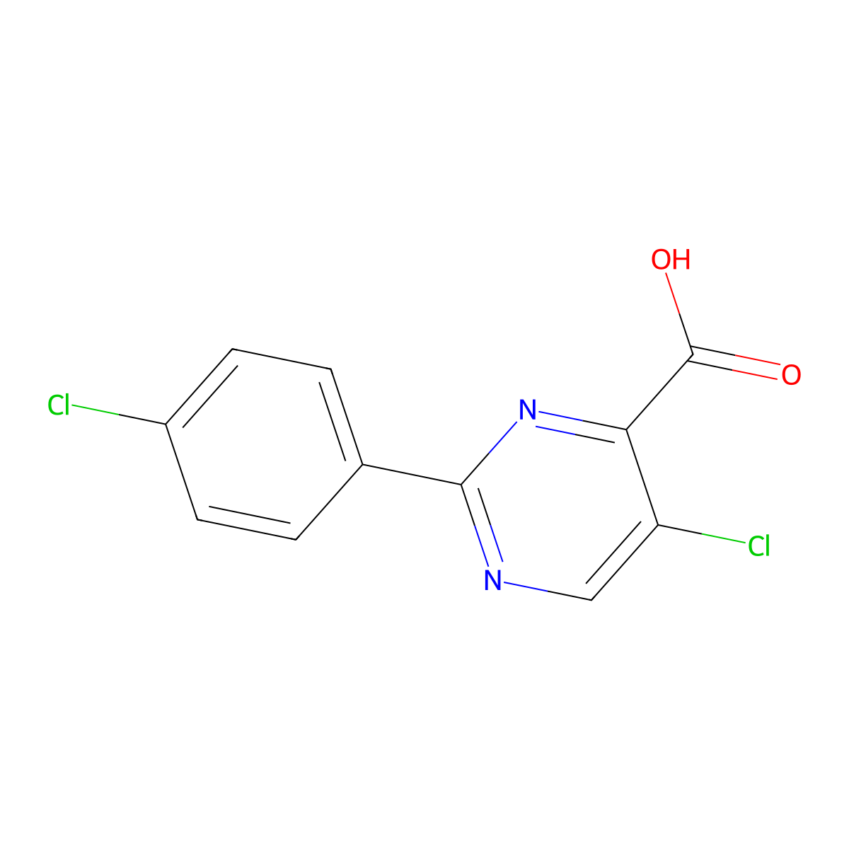 5-Chloro-2-(4-chlorophenyl)pyrimidine-4-carboxylic acid molecular structure, CAS 1267120-09-1