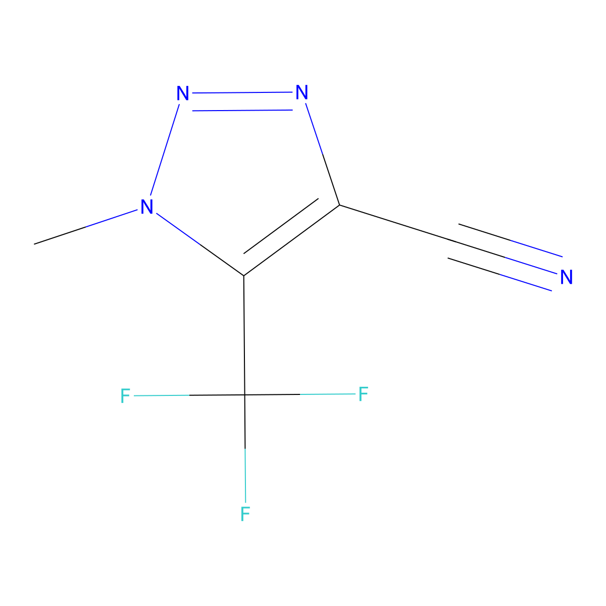 1-methyl-5-(trifluoromethyl)-1H-1,2,3-triazole-4-carbonitrile molecular structure, CAS 1267127-86-5