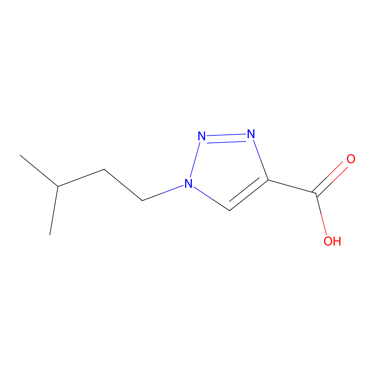 1-(3-methylbutyl)-1H-1,2,3-triazole-4-carboxylic acid molecular structure, CAS 1267129-21-4