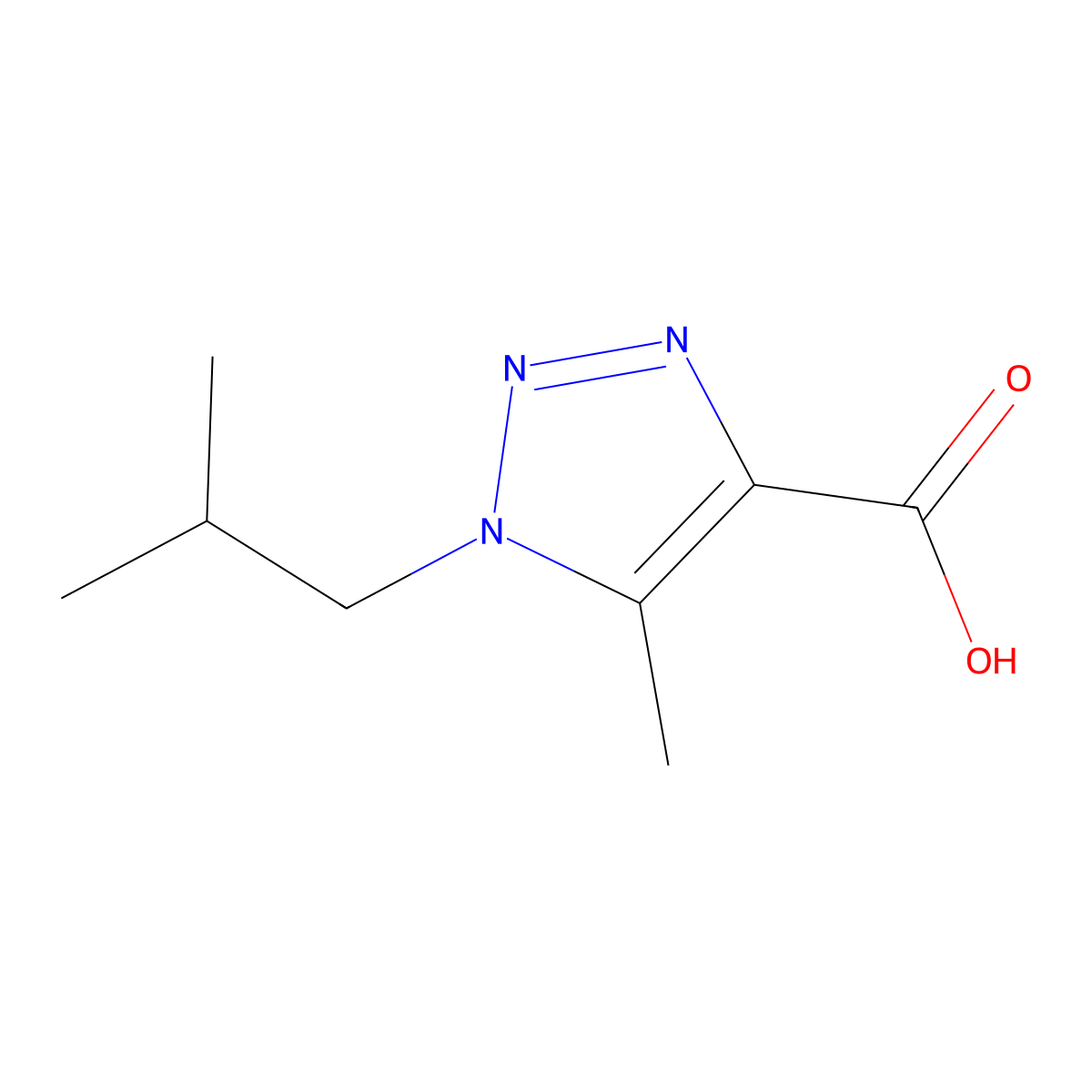 5-methyl-1-(2-methylpropyl)-1H-1,2,3-triazole-4-carboxylic acid molecular structure, CAS 1267130-39-1