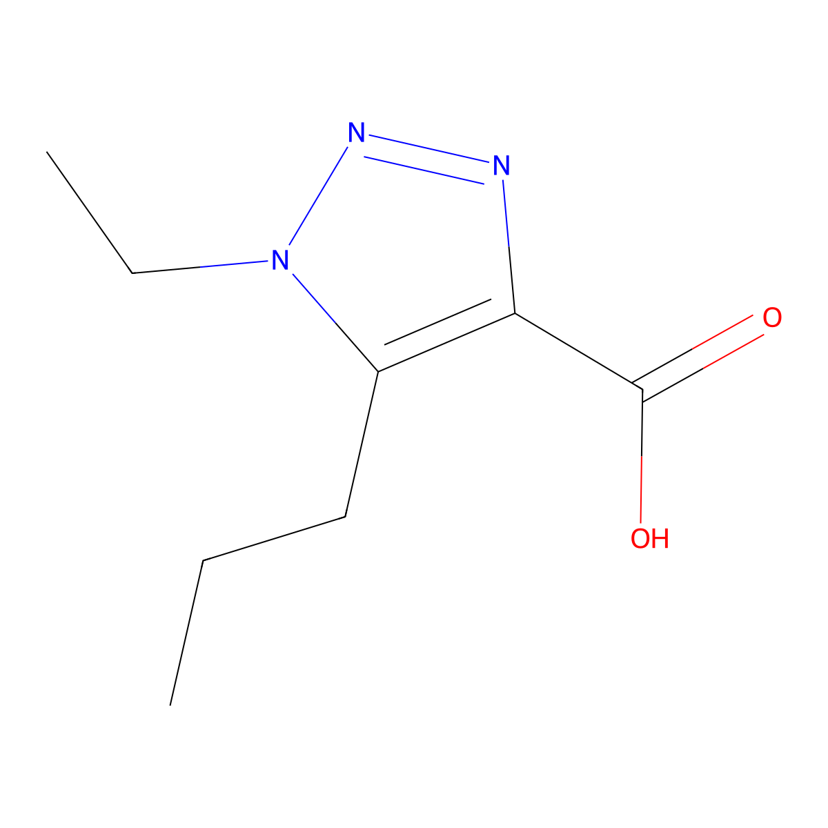 1-ethyl-5-propyl-1H-1,2,3-triazole-4-carboxylic acid molecular structure, CAS 1267131-01-0