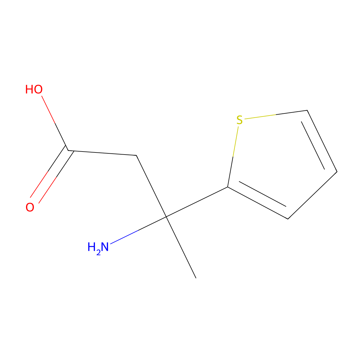 3-Amino-3-(thiophen-2-YL)butanoic acid molecular structure, CAS 1267134-18-8
