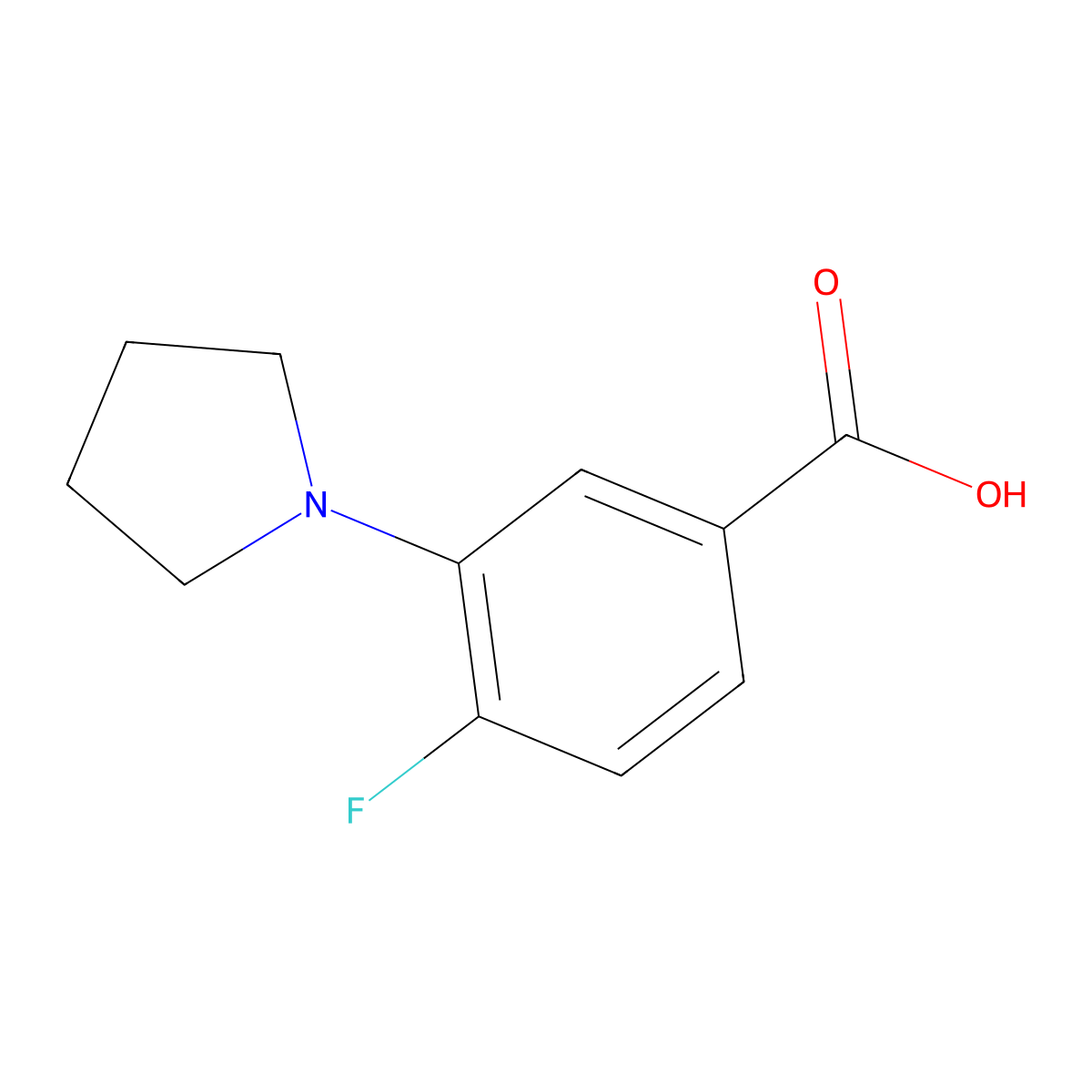 4-Fluoro-3-(pyrrolidin-1-yl)benzoic acid molecular structure, CAS 1267141-64-9