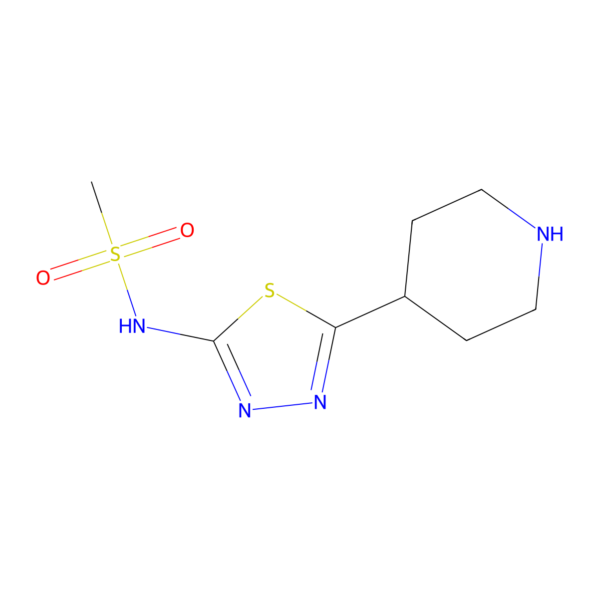 N-[5-(Piperidin-4-yl)-1,3,4-thiadiazol-2-yl]methanesulfonamide molecular structure, CAS 1267152-54-4