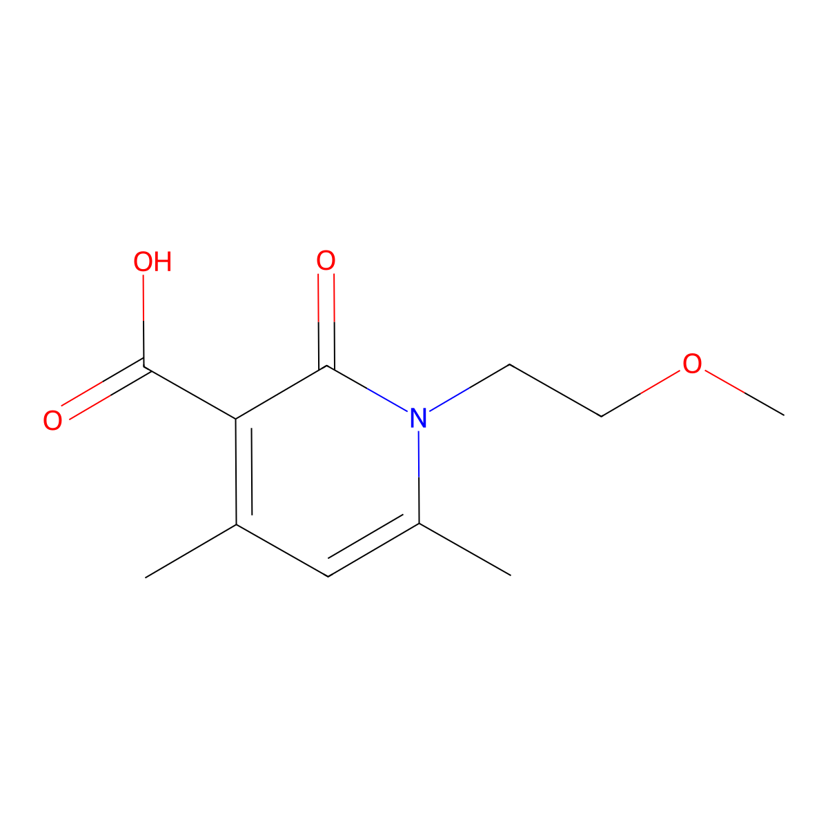1-(2-Methoxyethyl)-4,6-dimethyl-2-oxo-1,2-dihydropyridine-3-carboxylic acid molecular structure, CAS 1267159-71-6