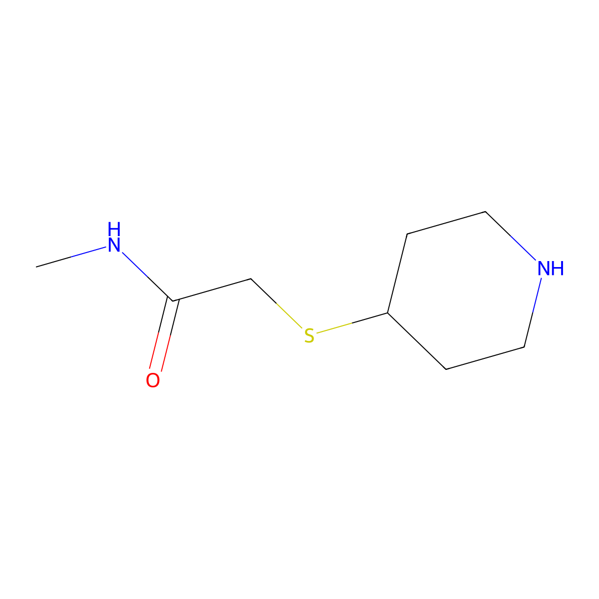 N-methyl-2-(piperidin-4-ylsulfanyl)acetamide molecular structure, CAS 1267162-40-2