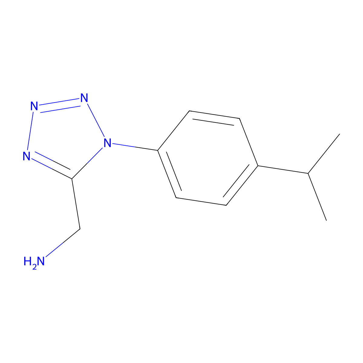 {1-[4-(propan-2-yl)phenyl]-1H-1,2,3,4-tetrazol-5-yl}methanamine molecular structure, CAS 1267168-24-0