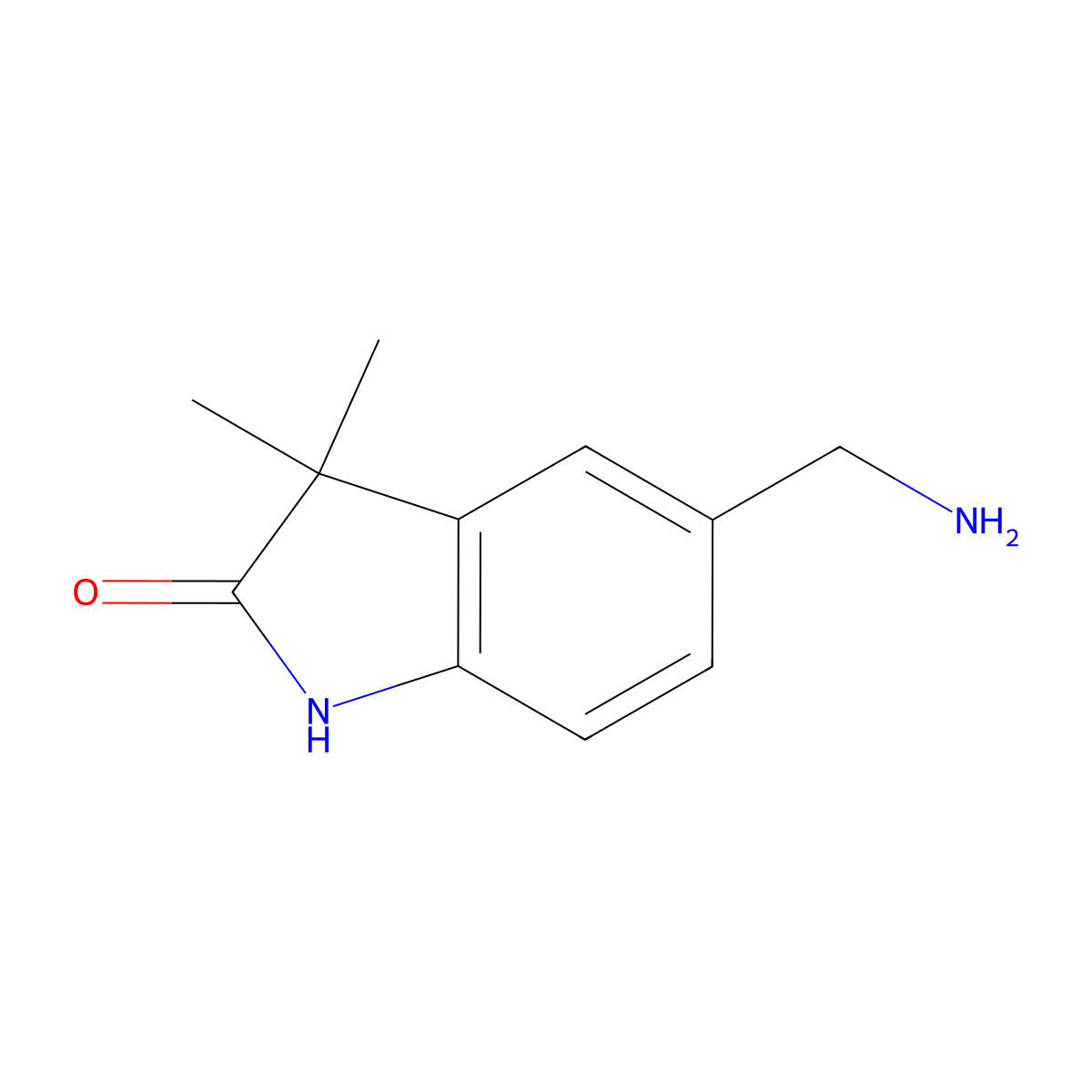 5-(aminomethyl)-3,3-dimethyl-2,3-dihydro-1H-indol-2-one molecular structure, CAS 1267172-66-6