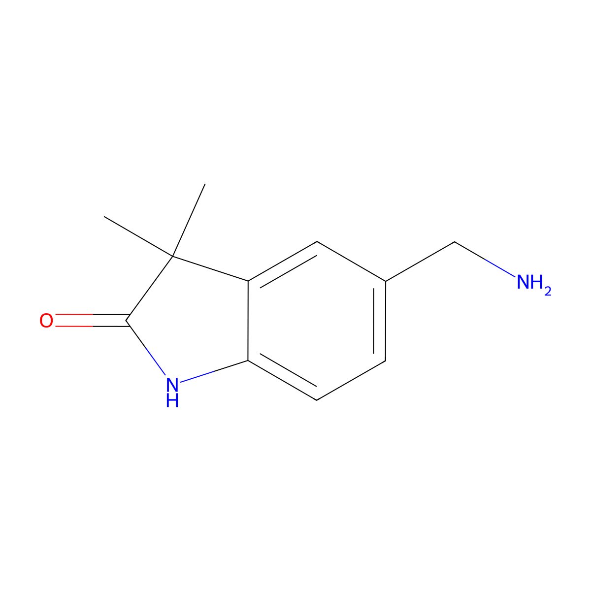 5-(aminomethyl)-3,3-dimethyl-2,3-dihydro-1H-indol-2-one molecular structure, CAS 1267172-66-6