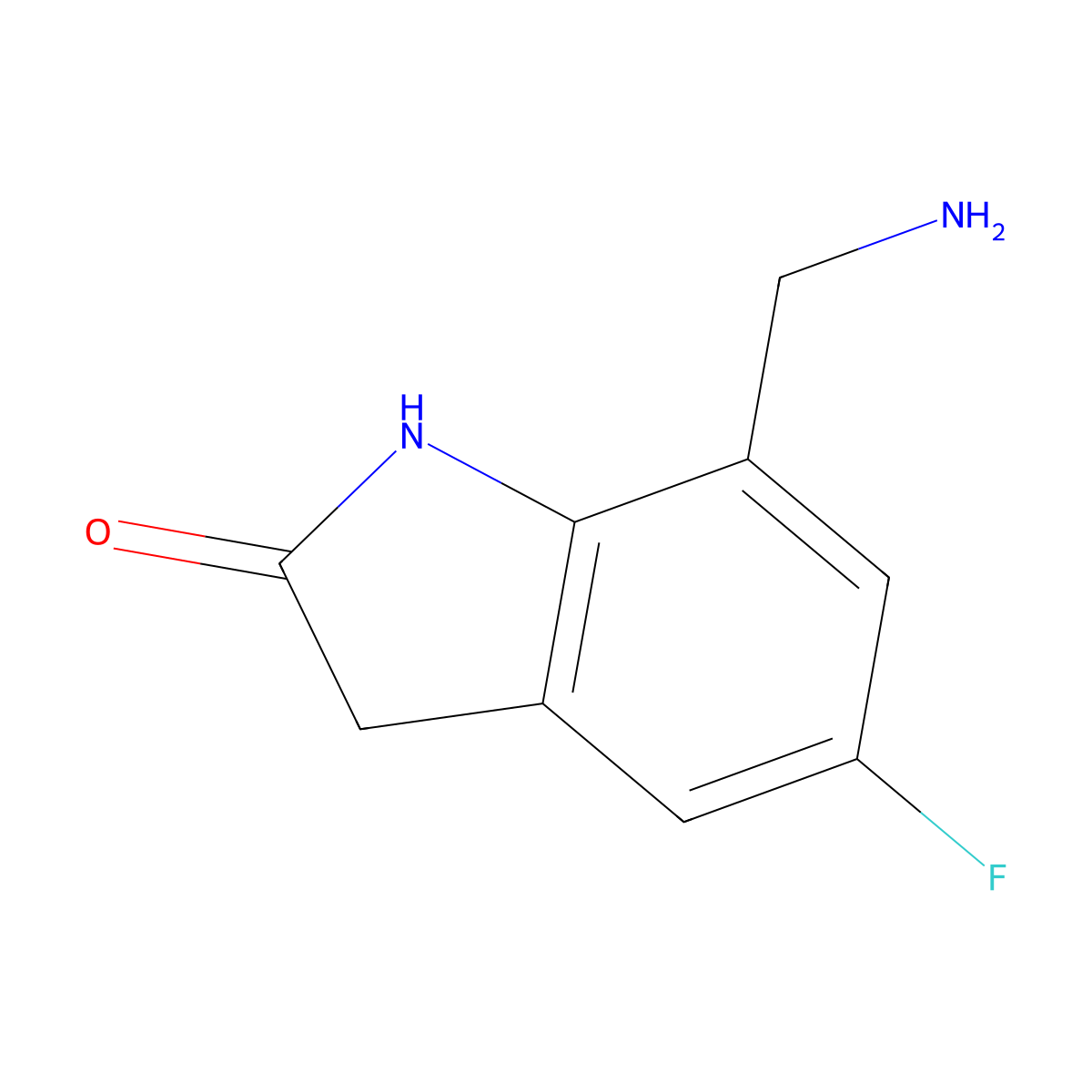 7-(aminomethyl)-5-fluoro-2,3-dihydro-1H-indol-2-one molecular structure, CAS 1267172-87-1