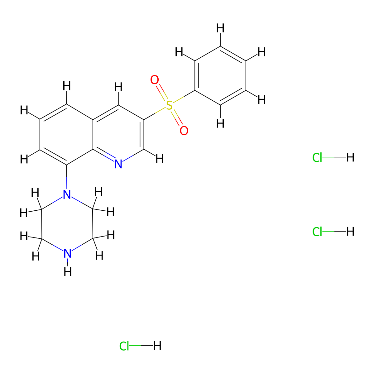 Quinoline, 3-(phenylsulfonyl)-8-(1-piperazinyl)-, hydrochloride (1:3) molecular structure, CAS 1267176-53-3