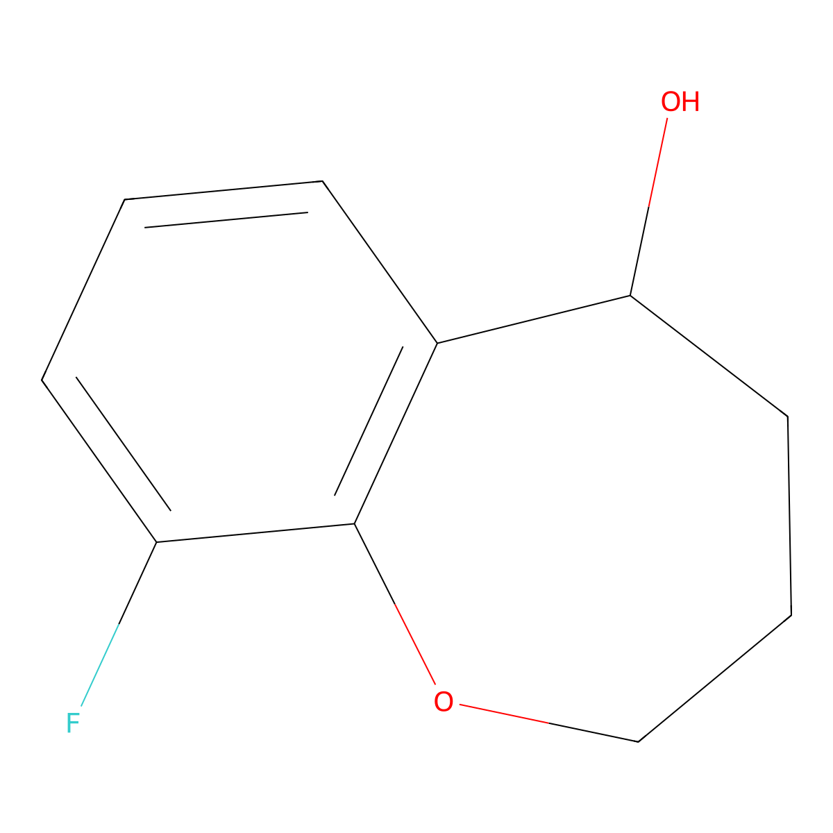 9-Fluoro-2,3,4,5-tetrahydro-1-benzoxepin-5-ol molecular structure, CAS 1267178-54-0