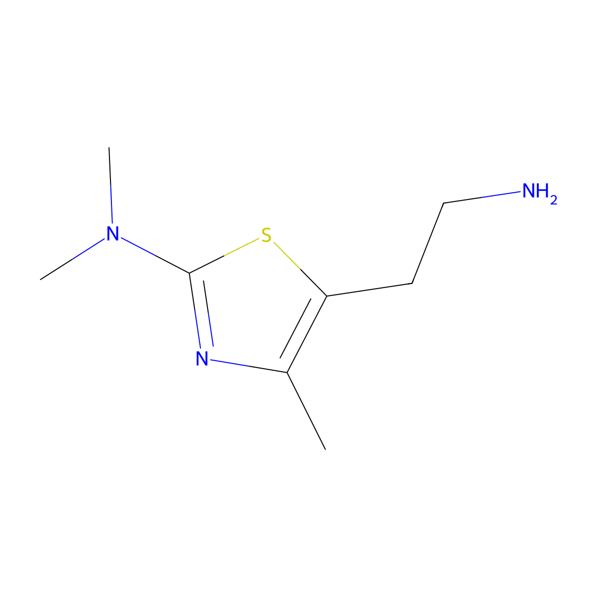 5-(2-aminoethyl)-N,N,4-trimethyl-1,3-thiazol-2-amine molecular structure, CAS 1267179-89-4