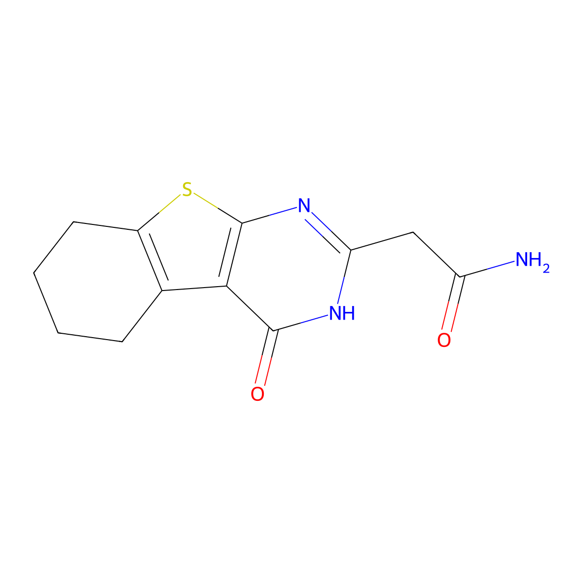 2-(4-Oxo-3,4,5,6,7,8-hexahydro[1]benzothieno[2,3-d]pyrimidin-2-yl)acetamide molecular structure, CAS 126718-72-7