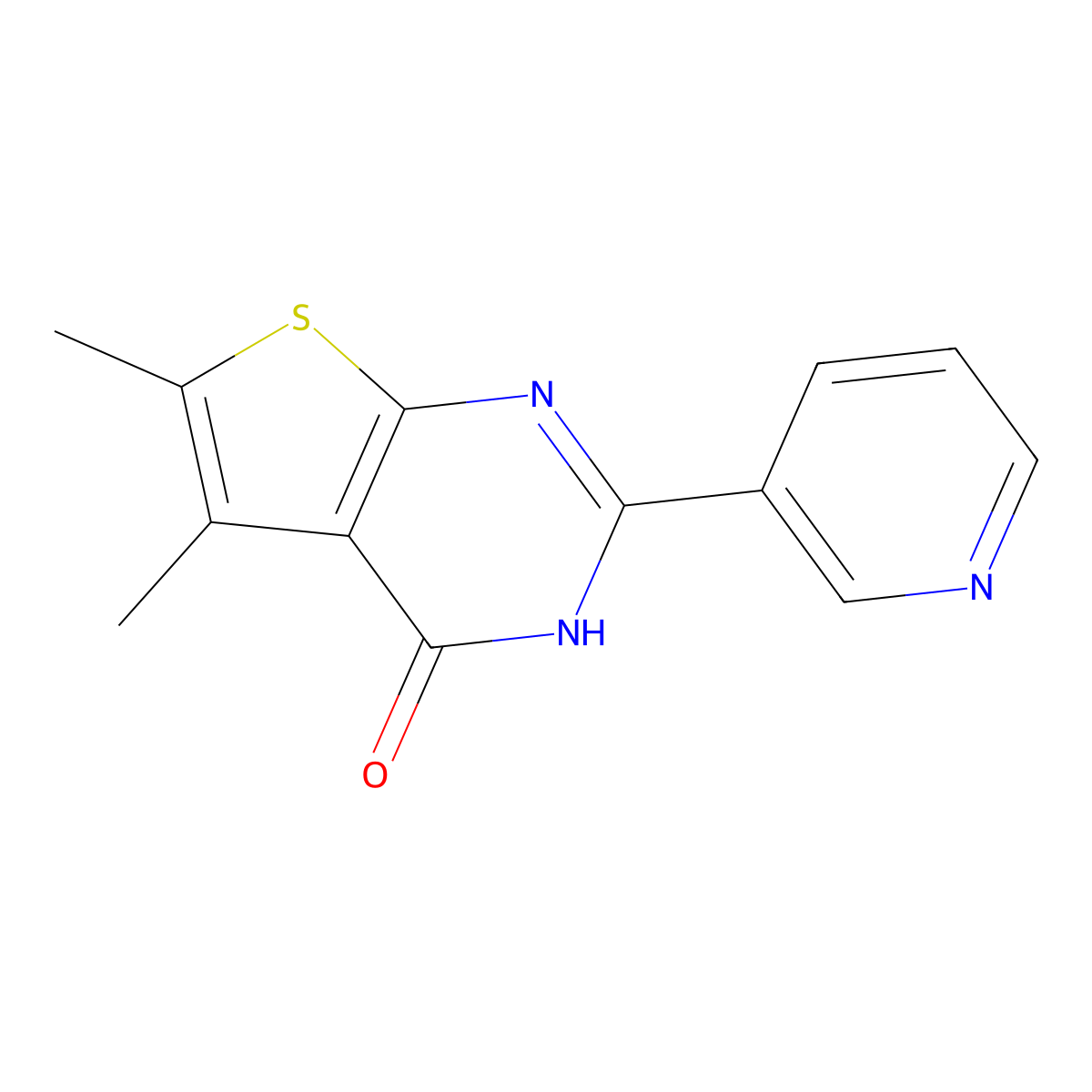 5,6-dimethyl-2-(3-pyridinyl)thieno[2,3-d]pyrimidin-4(3H)-one molecular structure, CAS 126718-78-3