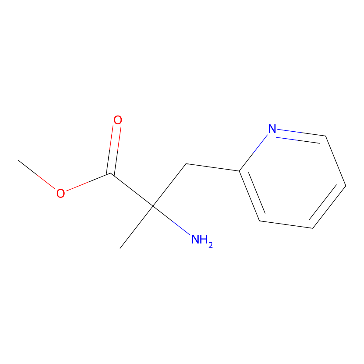 Methyl 2-amino-2-methyl-3-(pyridin-2-yl)propanoate molecular structure, CAS 1267180-87-9
