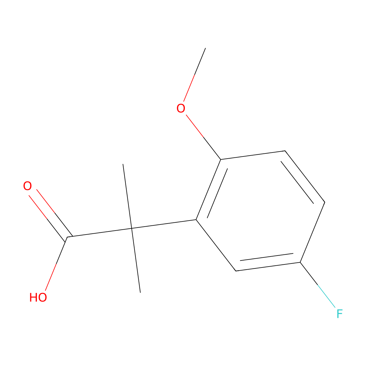 2-(5-Fluoro-2-methoxyphenyl)-2-methylpropanoic acid molecular structure, CAS 1267180-88-0
