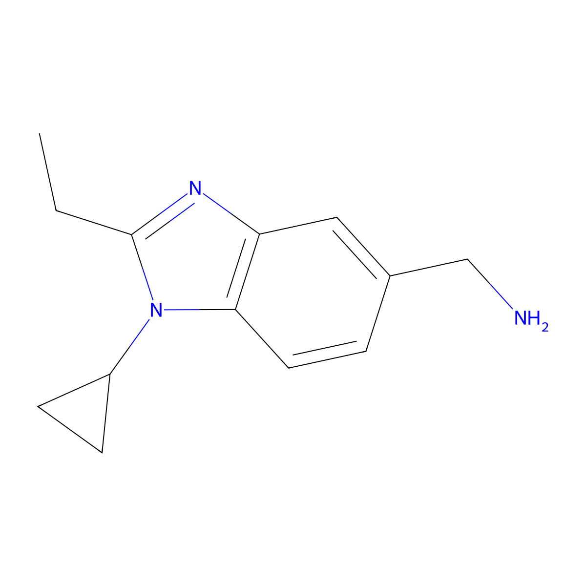 (1-Cyclopropyl-2-ethyl-1H-benzo[d]imidazol-5-yl)methanamine molecular structure, CAS 1267186-93-5