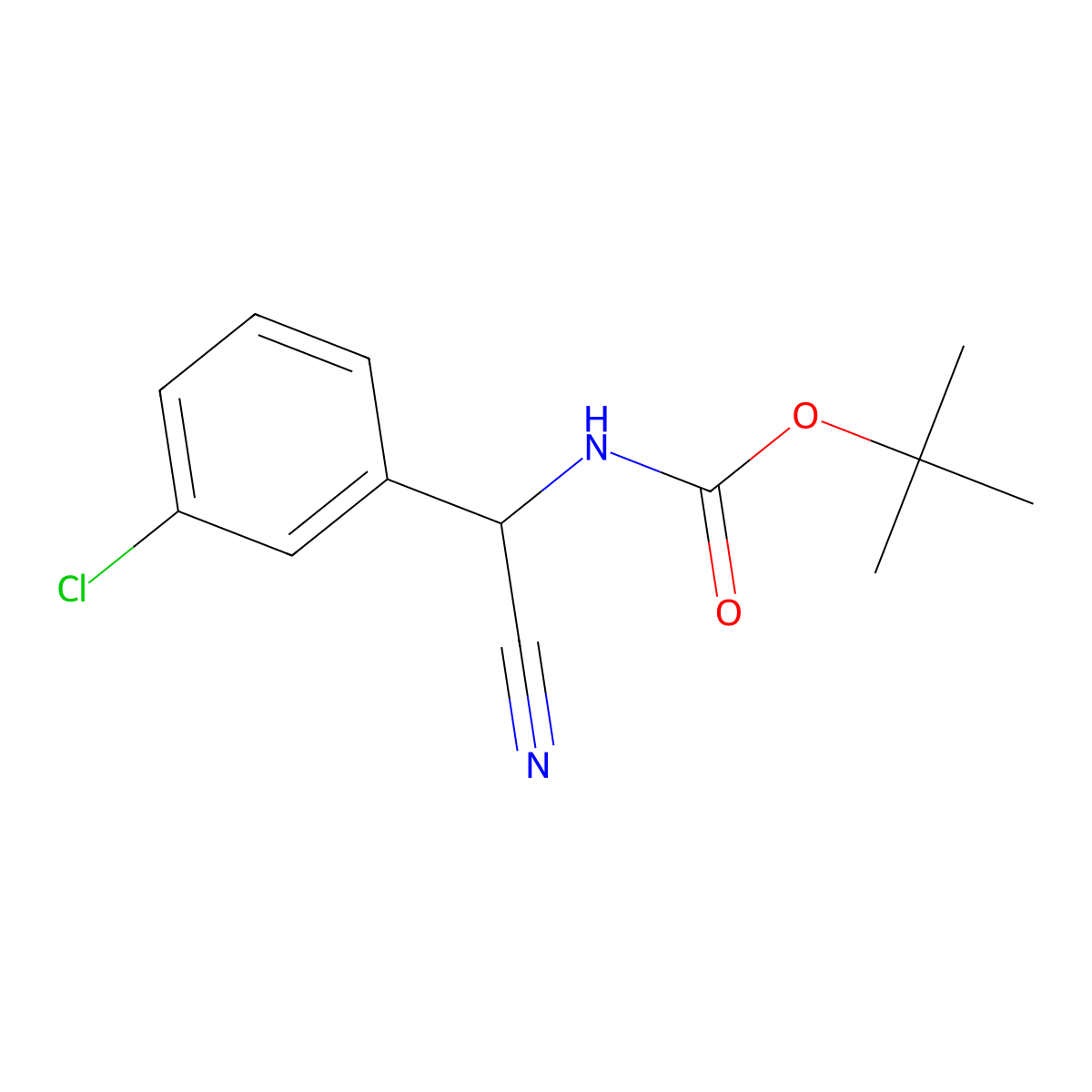tert-butyl N-[(3-chlorophenyl)(cyano)methyl]carbamate molecular structure, CAS 1267192-96-0