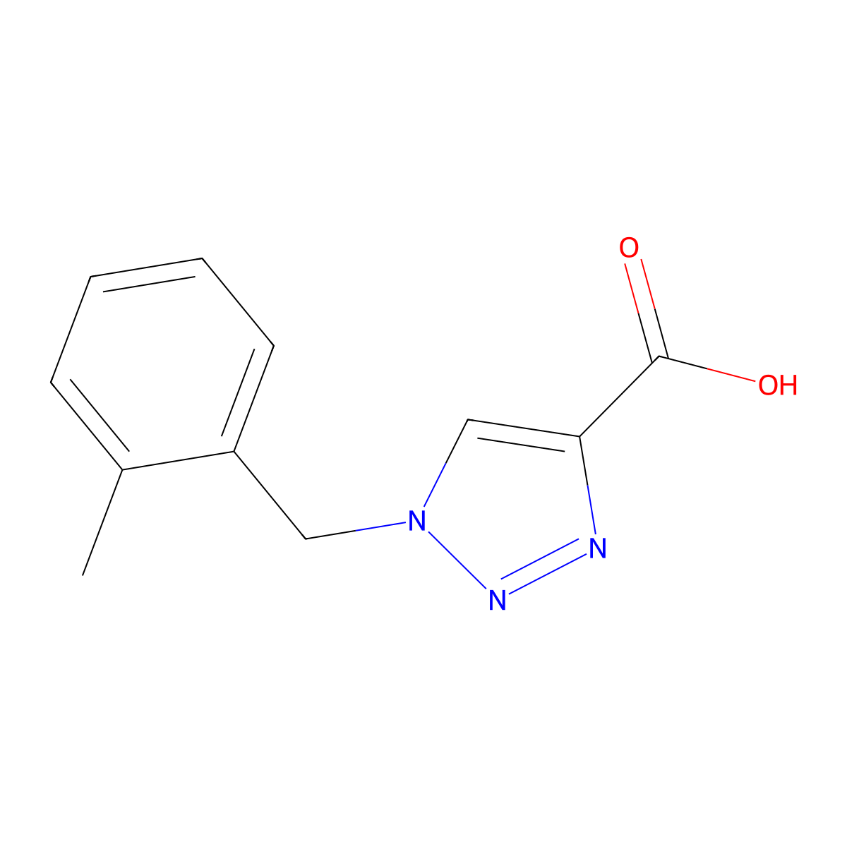 1-[(2-methylphenyl)methyl]-1H-1,2,3-triazole-4-carboxylic acid molecular structure, CAS 1267197-12-5