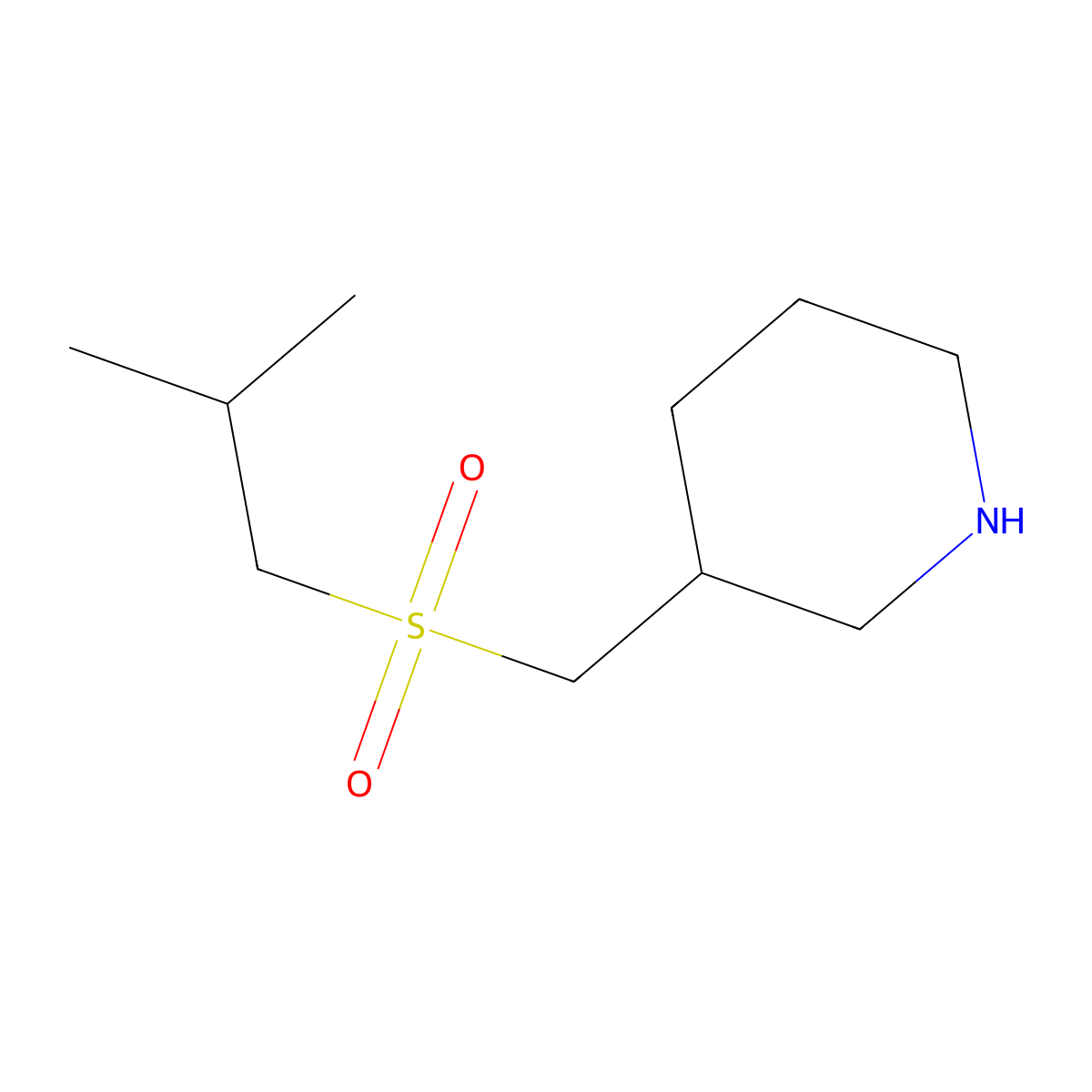 3-[(2-Methylpropanesulfonyl)methyl]piperidine molecular structure, CAS 1267213-28-4
