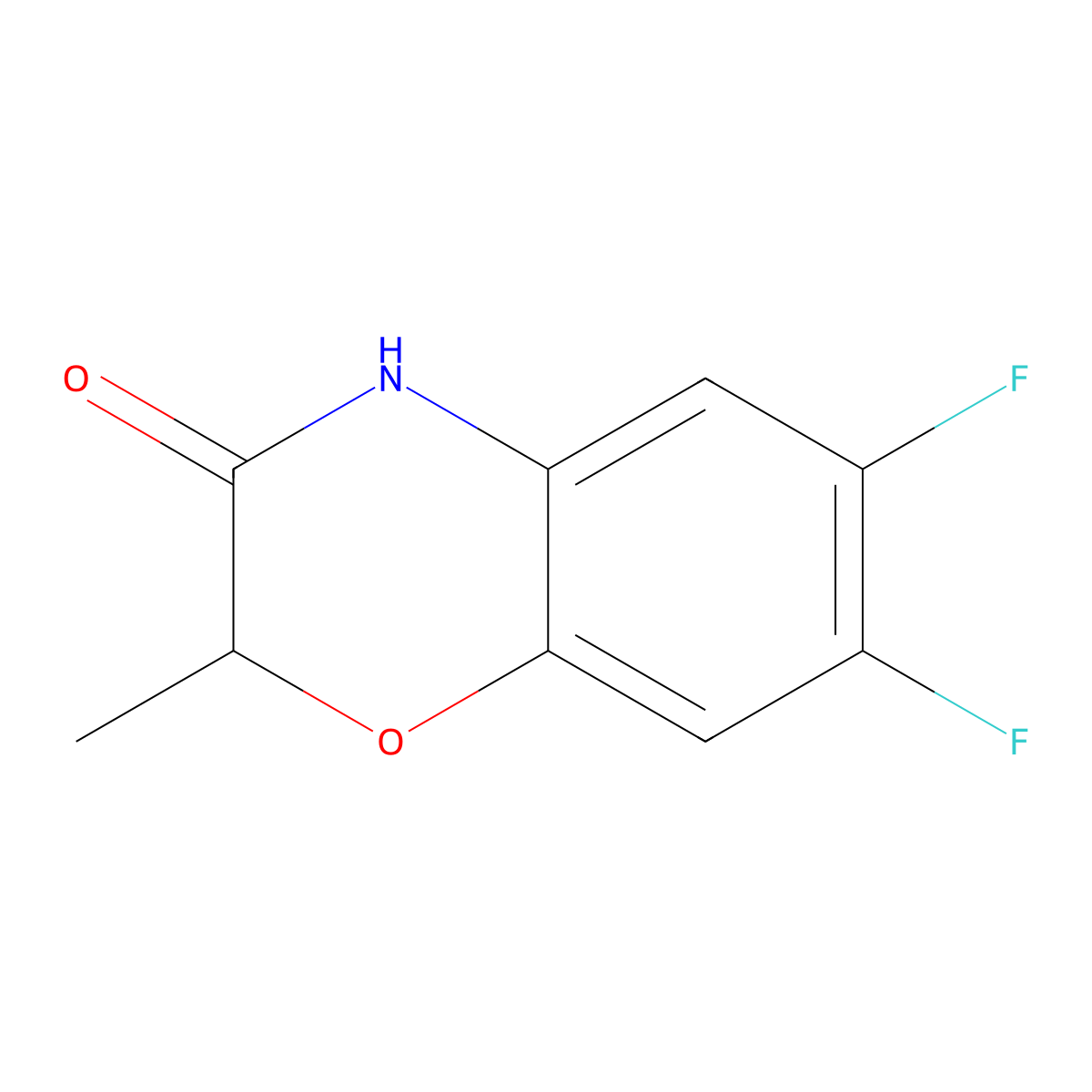 6,7-difluoro-2-methyl-3,4-dihydro-2H-1,4-benzoxazin-3-one molecular structure, CAS 1267214-31-2