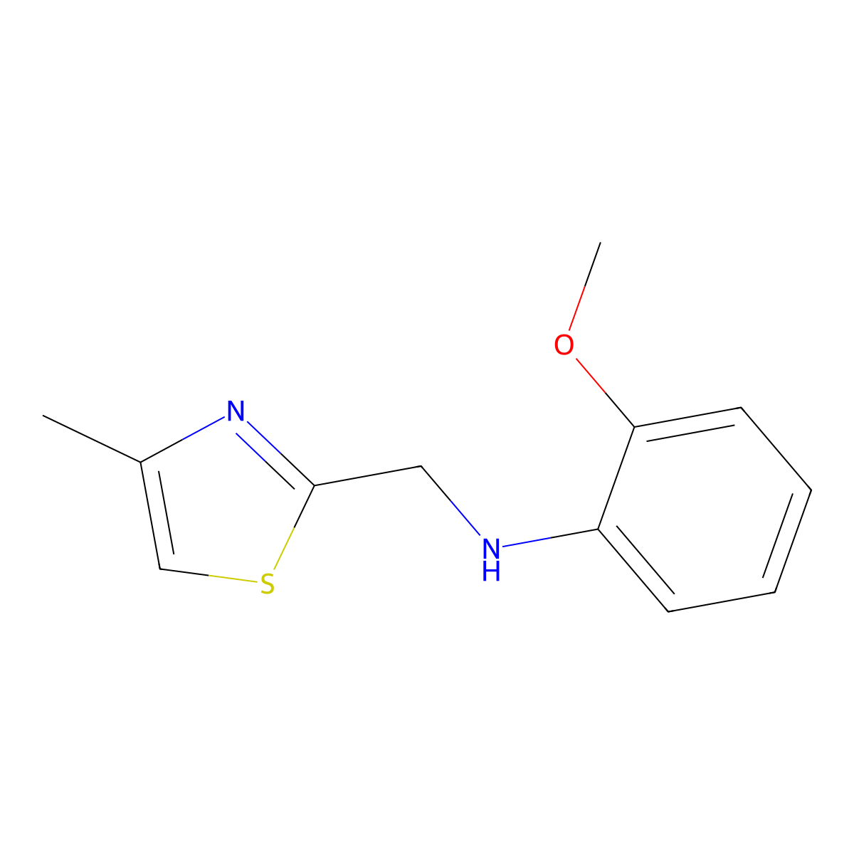 2-methoxy-N-[(4-methyl-1,3-thiazol-2-yl)methyl]aniline molecular structure, CAS 1267215-13-3