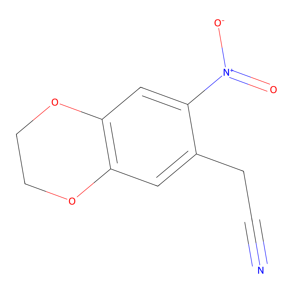 (7-Nitro-2,3-dihydro-1,4-benzodioxin-6-yl)acetonitrile molecular structure, CAS 1267215-58-6