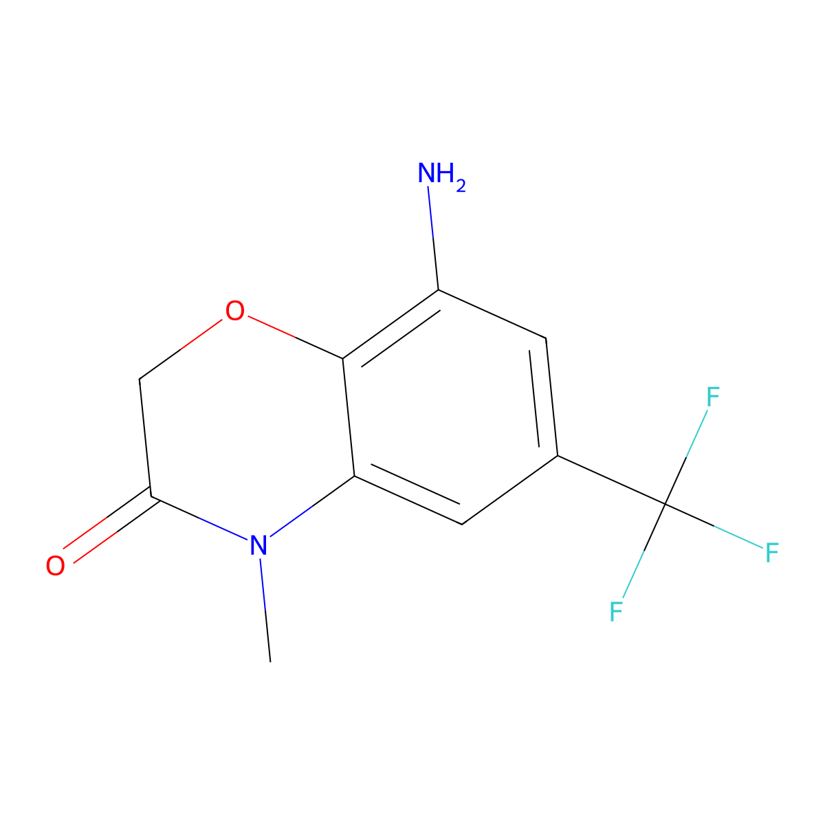 8-amino-4-methyl-6-(trifluoromethyl)-3,4-dihydro-2H-1,4-benzoxazin-3-one molecular structure, CAS 1267222-52-5