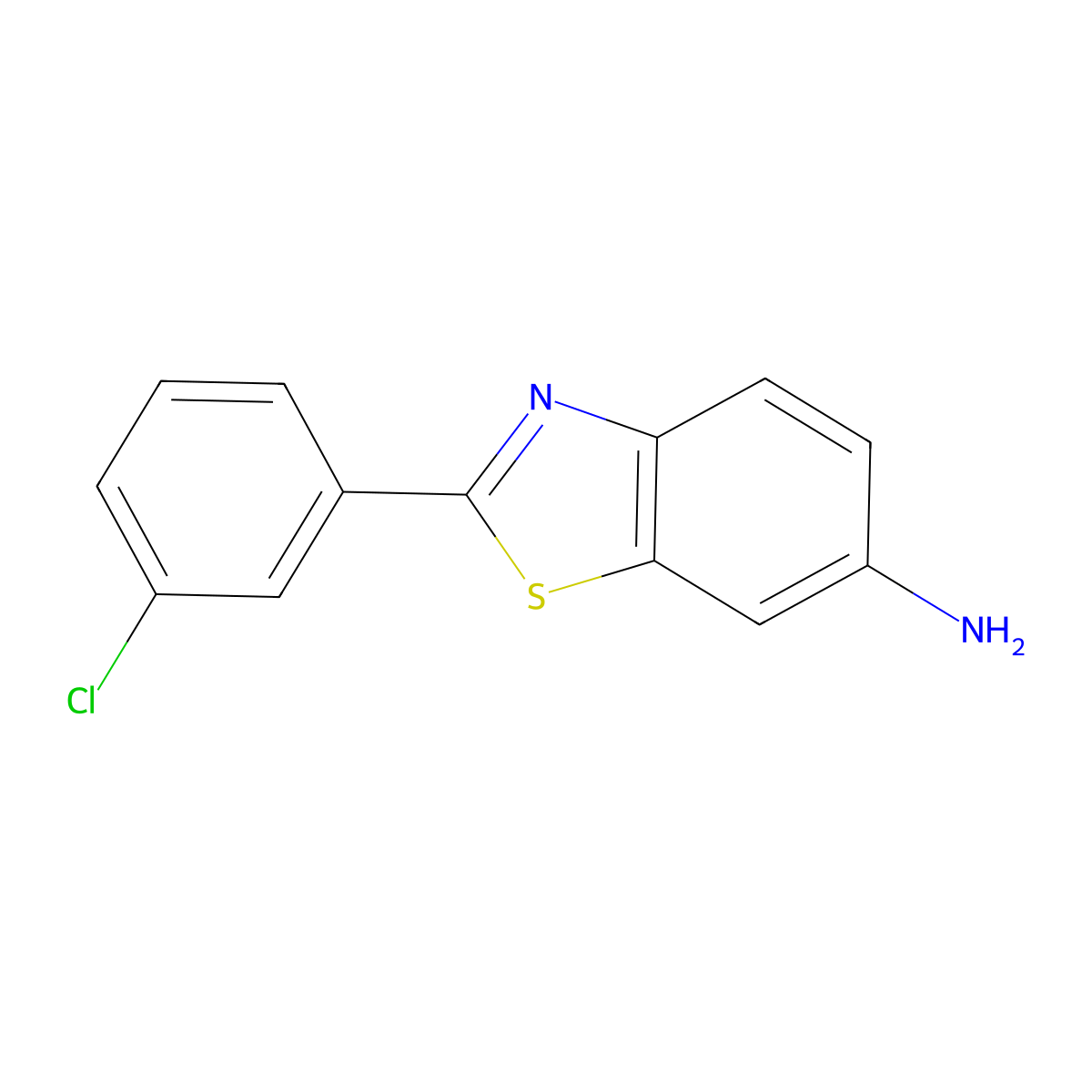 2-(3-Chlorophenyl)-1,3-benzothiazol-6-amine molecular structure, CAS 1267224-50-9