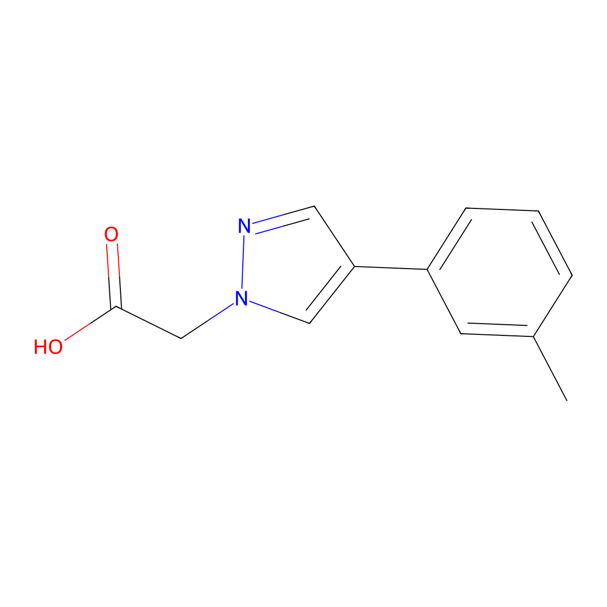 2-(4-(m-Tolyl)-1H-pyrazol-1-yl)acetic acid molecular structure, CAS 1267231-22-0