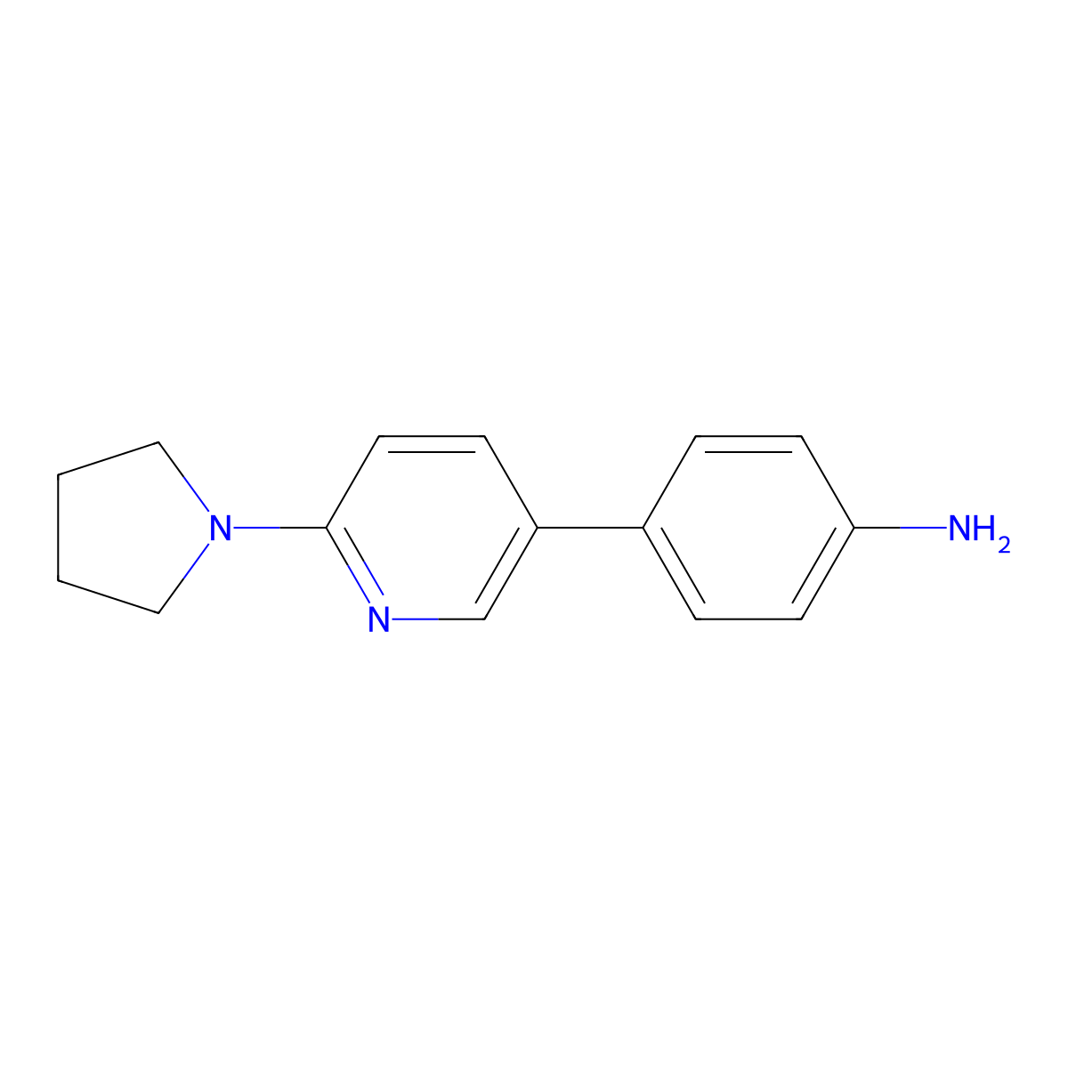 4-(6-(Pyrrolidin-1-yl)pyridin-3-yl)aniline molecular structure, CAS 1267233-16-8
