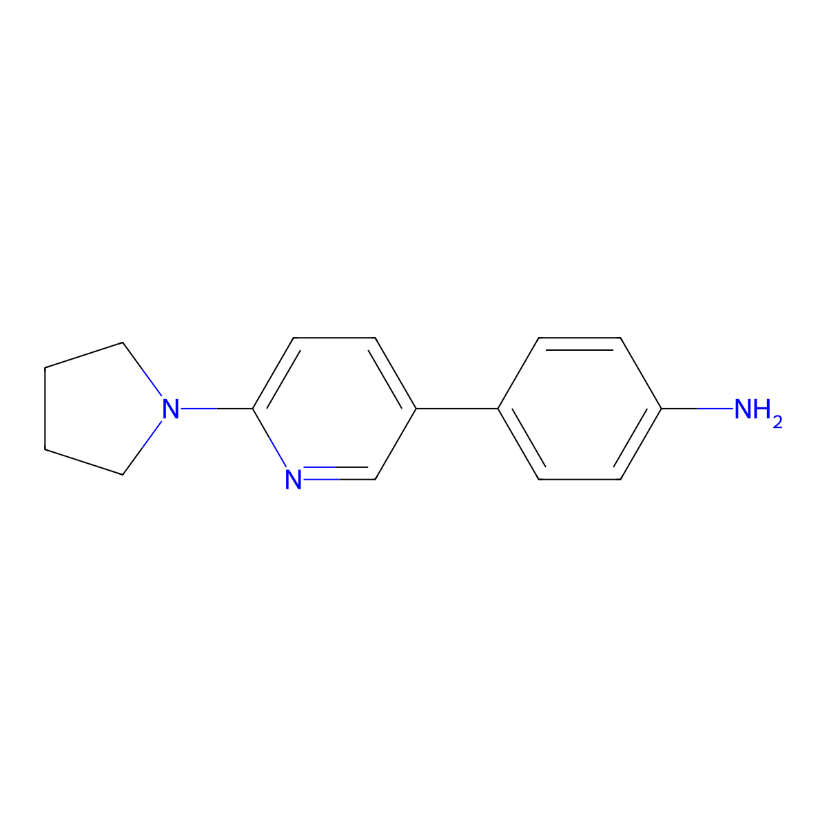 4-(6-(Pyrrolidin-1-yl)pyridin-3-yl)aniline molecular structure, CAS 1267233-16-8