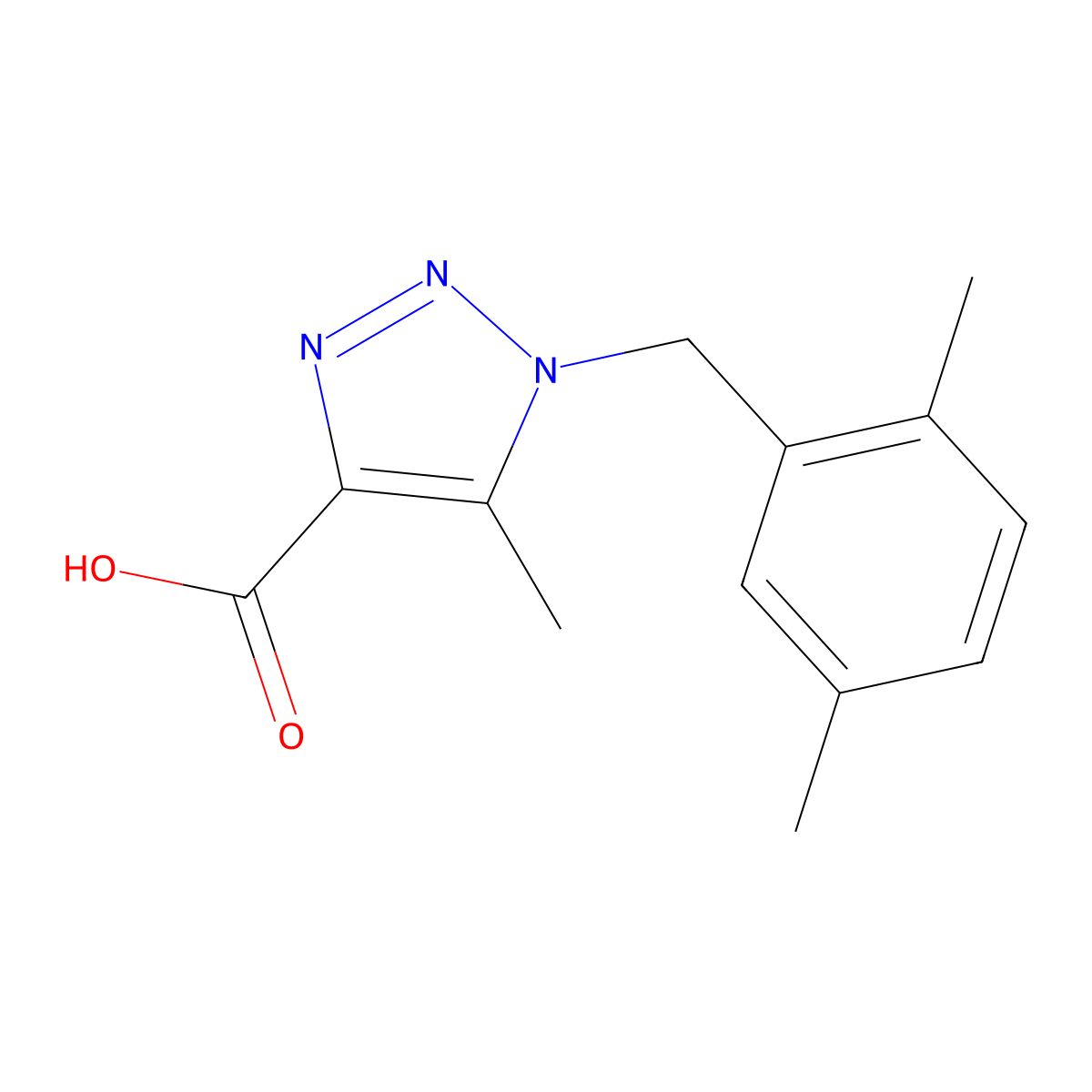 1-(2,5-dimethylbenzyl)-5-methyl-1H-1,2,3-triazole-4-carboxylic acid molecular structure, CAS 1267237-19-3