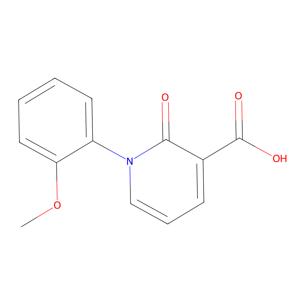1-(2-Methoxyphenyl)-2-oxo-1,2-dihydropyridine-3-carboxylic acid molecular structure, CAS 1267237-99-9
