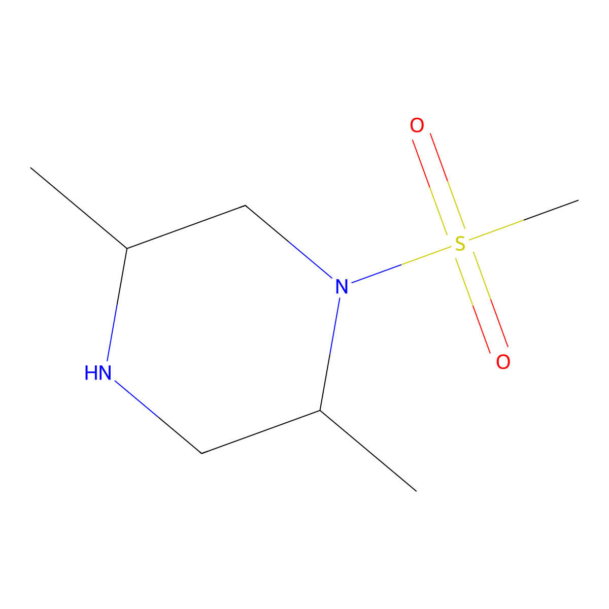 1-Methanesulfonyl-2,5-dimethylpiperazine molecular structure, CAS 1267242-54-5