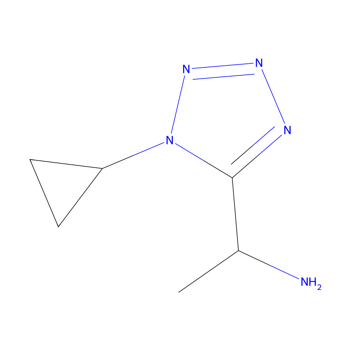 1-(1-cyclopropyl-1H-1,2,3,4-tetrazol-5-yl)ethan-1-amine molecular structure, CAS 1267243-43-5