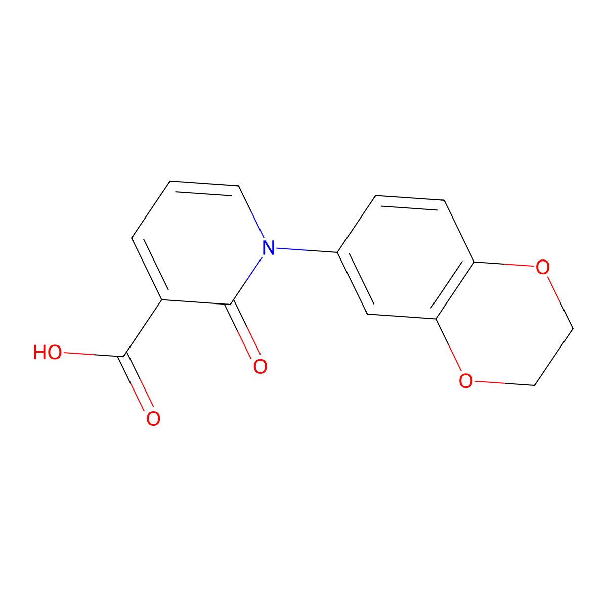 1-(2,3-Dihydrobenzo[b][1,4]dioxin-6-yl)-2-oxo-1,2-dihydropyridine-3-carboxylic acid molecular structure, CAS 1267252-53-8