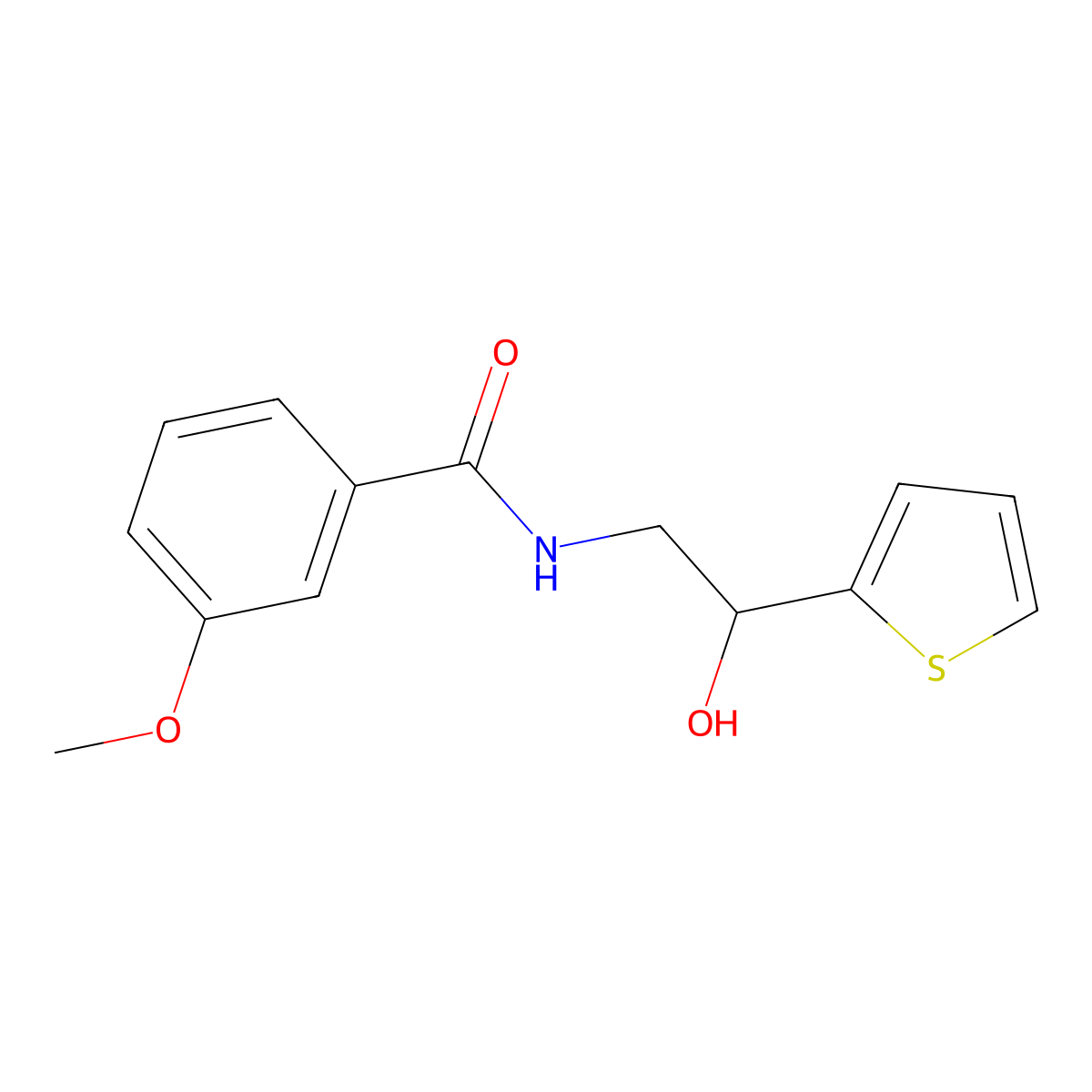 N-[2-hydroxy-2-(thiophen-2-yl)ethyl]-3-methoxybenzamide molecular structure, CAS 1267258-29-6