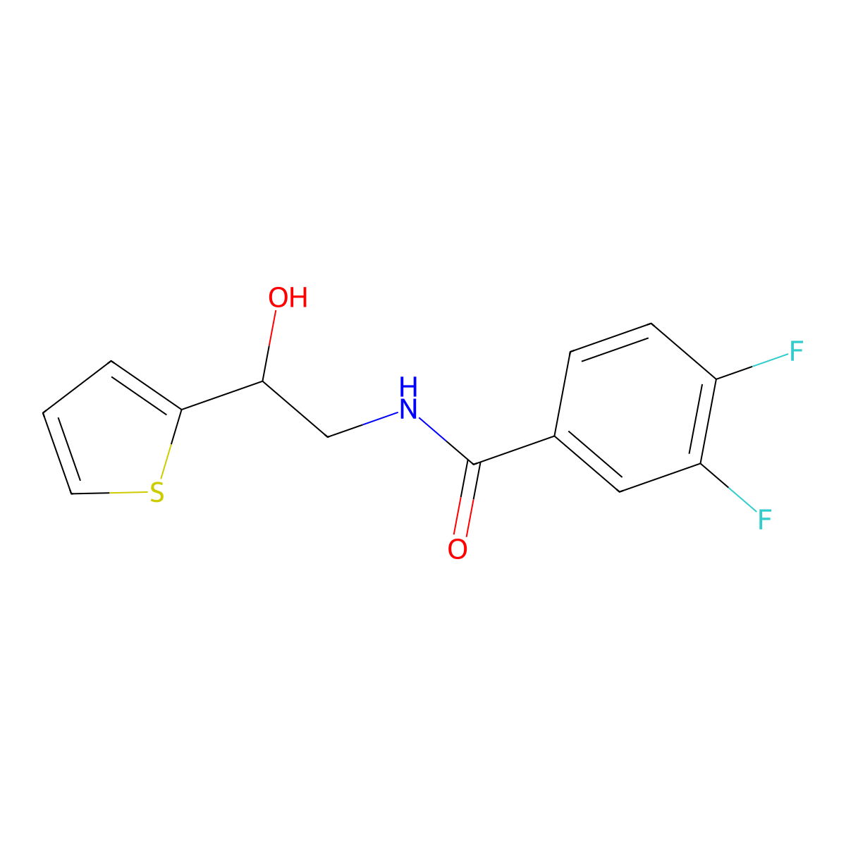 3,4-difluoro-N-(2-hydroxy-2-(thiophen-2-yl)ethyl)benzamide molecular structure, CAS 1267260-82-1