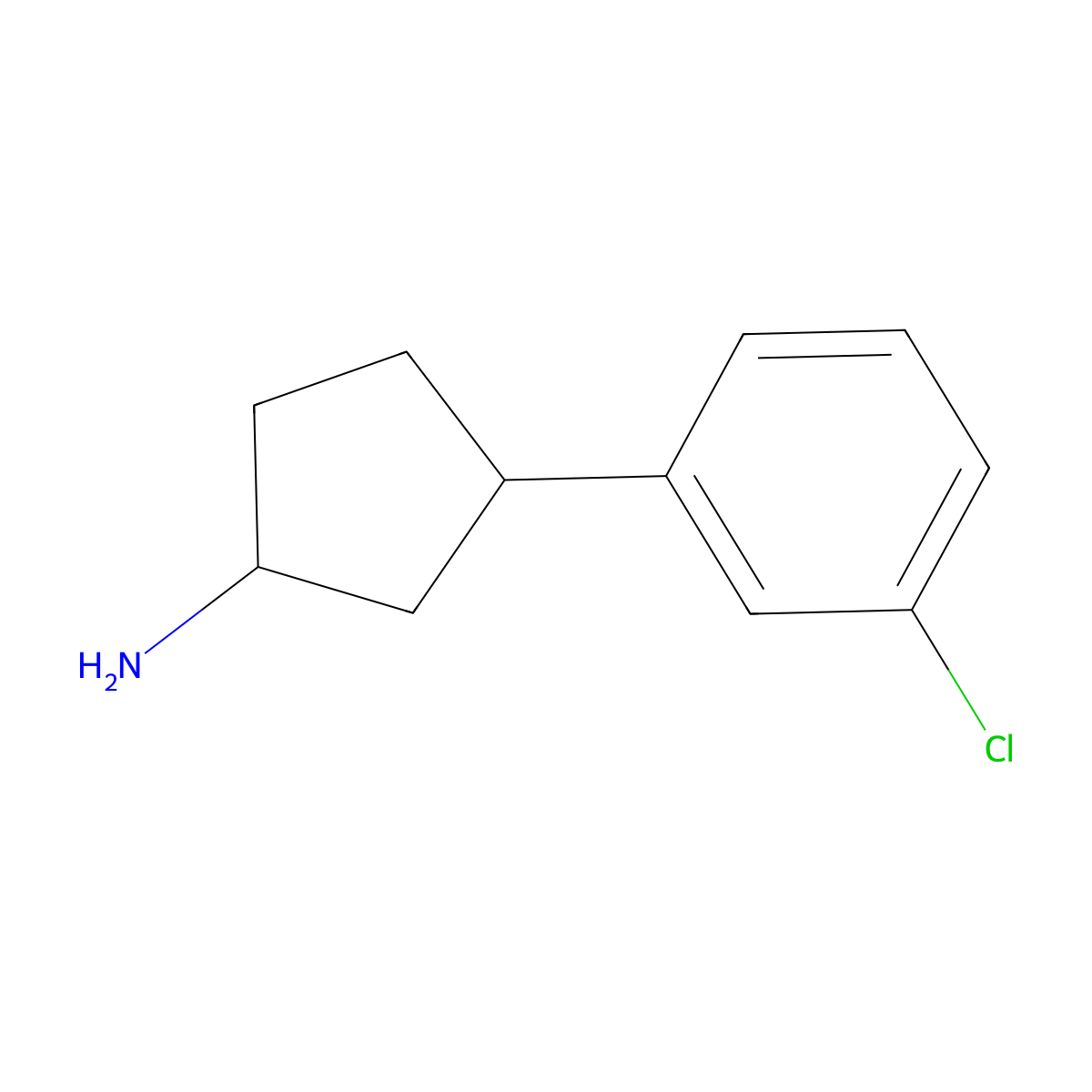 3-(3-Chlorophenyl)cyclopentan-1-amine molecular structure, CAS 1267266-71-6