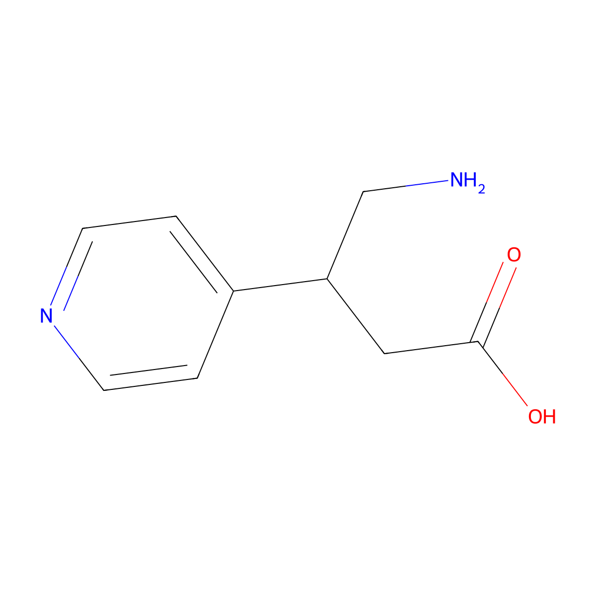 4-Amino-3-(pyridin-4-yl)butanoic acid molecular structure, CAS 1267266-77-2