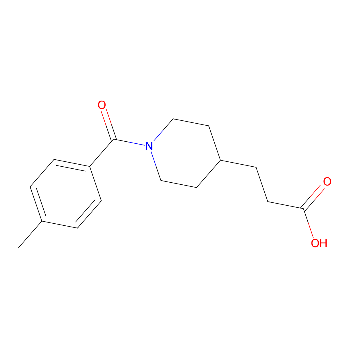 3-[1-(4-Methylbenzoyl)piperidin-4-yl]propanoic acid molecular structure, CAS 1267266-94-3